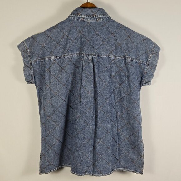 Entro Quilted Denim Button Up Shirt Women’s Western Vintage Vibe Casual S - Picture 2 of 12